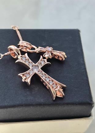 Кулон pink gold chrome hearts crosses