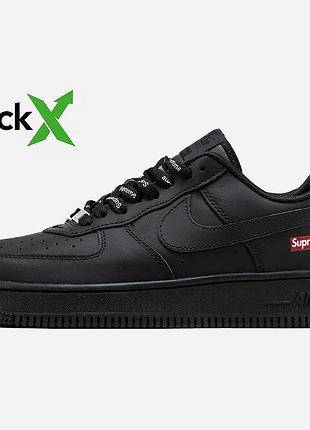 Кроссовки мужские, кроссовки женские, 1в1 люкс качество, кожа, 0393 air force 1 '07 supreme "black", marvel-0393