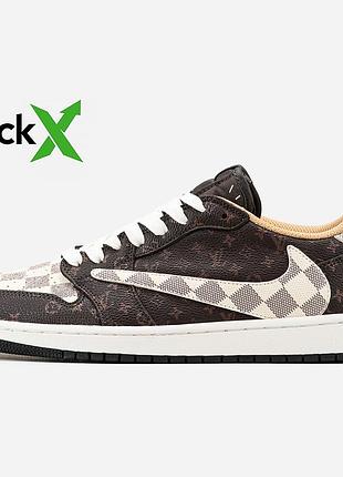 Кроссовки мужские, кроссовки женские, 1в1 люкс качество, кожа, 1209 nike air jordan 1 low x travis scott x louis vuitton, marvel-1209