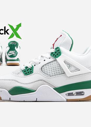Кроссовки мужские, кроссовки женские, 1в1 люкс качество, кожа, 0934 nike air jordan 4 sb pine green, marvel-0934
