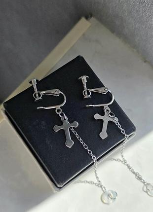 Сережки mini crosses silveron