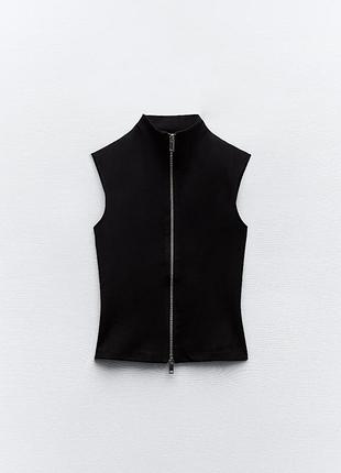 Плотный топ жилет на молнии / безрукавка zara