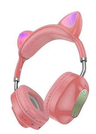 Беспроводные наушники hoco esd13 skill cat ear bt5.3 400mah /7 h type-c / aux rgb pink