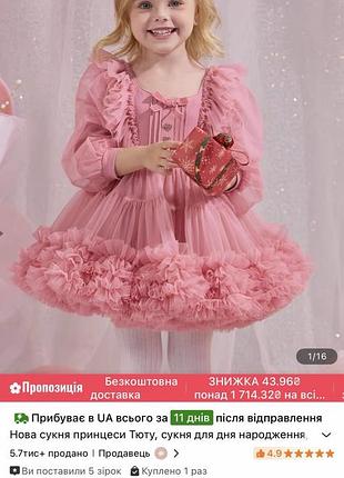 Сукня з фатину пильно-рожевого кольору для дівчинки