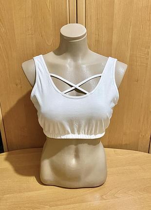 Bonprix eur 40-42 бавовна трикотажний білий топ  ліф бюстік бюстгальтер