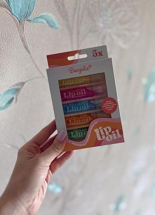 Набір олійок для губ bonjolie lip oil 5шт по 7мл