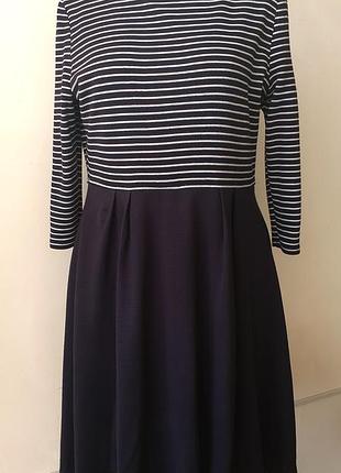 Laura ashley essentials - винтажное платье с полоской, синее, br>18/xl-xl винтажный стиль