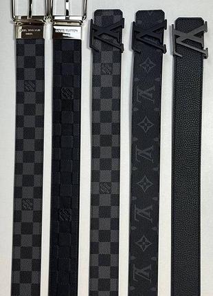 Пояс ремінь lv initials damier graphite сірий чорний