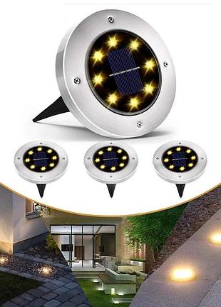 Комплект садових світильників на сонячній батареї solar disk lights, 4 шт