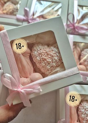 Наборы 18+ мыло ручной работы "клубничка" и "сердце" на девичник (девяник)