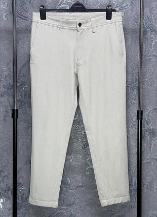 Чоловічі брюки чінос zara man (eur 44 / usa 34) 50 розмір класичні ділові слакси світлі пісочного світло-бежевого молочного кольору штанина завужена