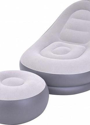 Надувной диван – кровать air sofa надувное велюровое садовое кресло с пуфом для