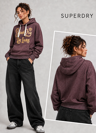 Утеплена толстовка superdry на баєчці з капюшоном