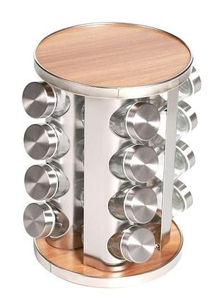 Набір ємностей для спецій spice wood carousel карусель - спецівниця на