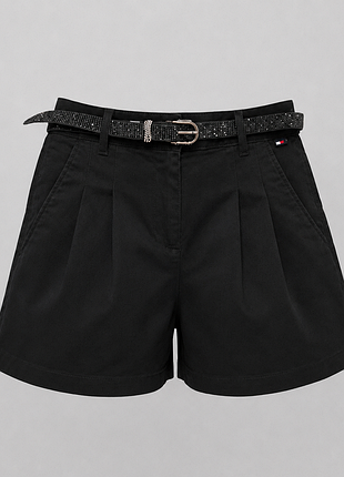 Tommy jeans - стильные черные женские шорты с ремнем size 25