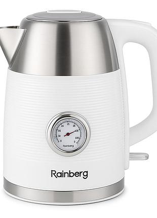 Удобный электрический чайник для кухни rainberg rb-2314 2200вт 1.7л, тихий электрический чайник fv-98