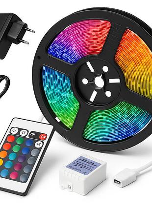 Светодиодная лента smd 3528 rgb 5м с пультом и блоком питания гирлянда wp-85