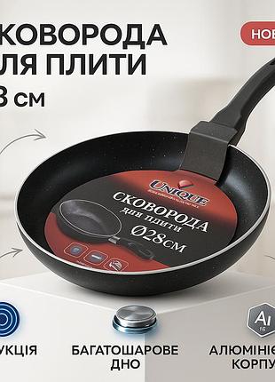 Алюминиевая сковорода с антипригарным покрытием unique, удобная сковорода для порций vq-28