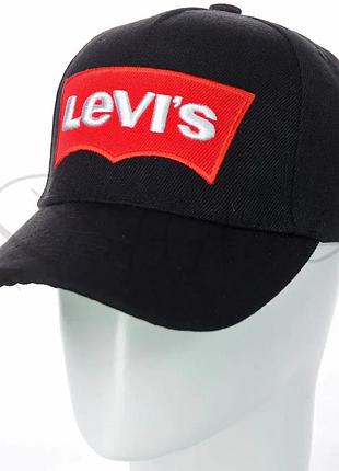 Бейсболка чоловіча з щільного котону кепка з об'ємною вишивкою levis bkh19713 чорний