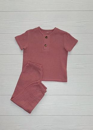Костюм мусліновий дитячий для дівчинки (футболка і штани) кmdfsht-3 68-74
