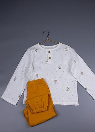 Костюм муслиновый детский для мальчика (рубашка и штаны) кmxssht-19 140-146