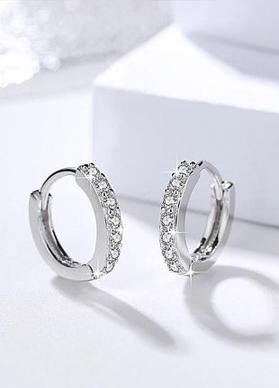 Серьги с цирконами, стерлинговое серебро 925