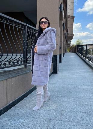Шуба з еко хутра під шиншилу тепла жіноча шуба зі штучного хутра