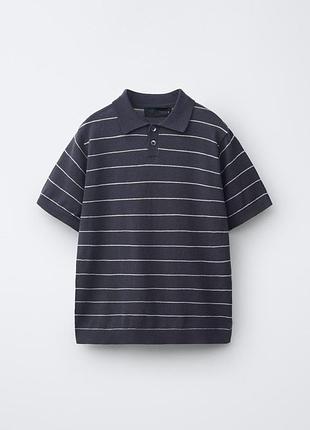 Zara новая с биркой премиум класса поло футболка трикотажная тоненькая с хлопка и льна