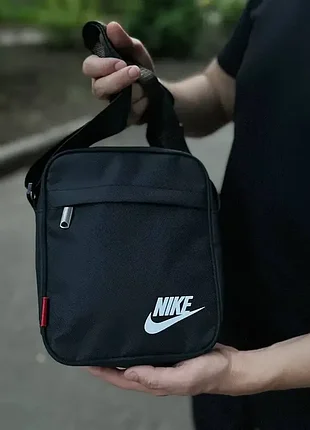Мужская спортивная борсетка nike черная сумка через плечо найк 3