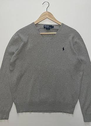 Polo ralph lauren свитер мужской 100% хлопок серого цвета, размер l