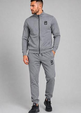 Чоловічий спортивний костюм puma double face 100% бавовна без капюшона демісезонний антрамеланж осінь весна ,без капюшона