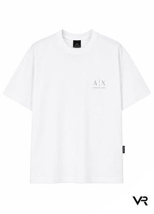 Чоловіча біла футболка a|x armani exchange з мінімалістичним логотипом, прямий крій, короткий рукав, кругла горловина