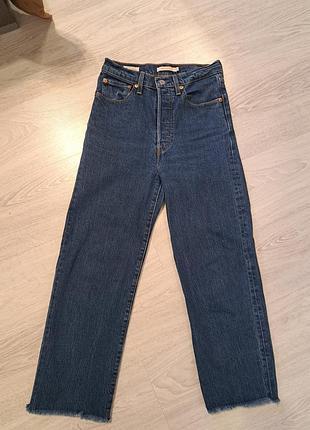 Жіночі темно-сині джинси levi's ribcage straight ankle з високою посадкою та прямими штанинами