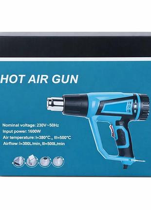 Фен промышленный hot air gun 1600w 4 насадки x512 технический строительный фен