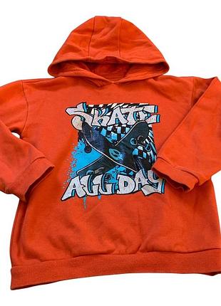 Яскраве дитяче худі з принтом «skate all day» на 8-9 років