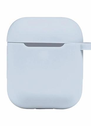 Футляр силіконовий із карабіном для airpods 1 2 колір 58.sky blue захисний матовий 80х90х30 мм