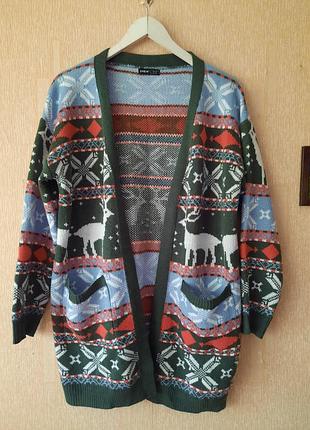 Шикарный кардиган с жаккардовым узором в размере l/xl, унисекс