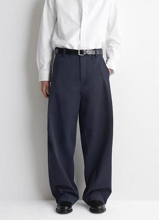 Брюки мужские cos pleated cotton relaxed-fit wide-leg trousers / 46