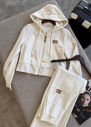 Костюм кофта зіп з капюшоном та штани на резинці miu miu