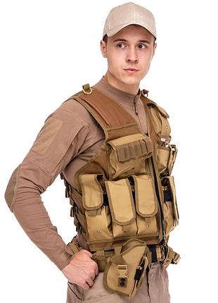 Разгрузочный жилет универсальный на 8 карманов military rangers хаки