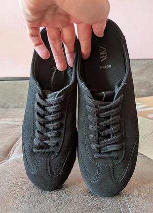 Кеди zara шкіряні чоловічі, розмір 43, чорні