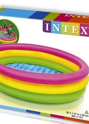 Бассейн надувной intex 57422 радуга 147*33 см надувное дно