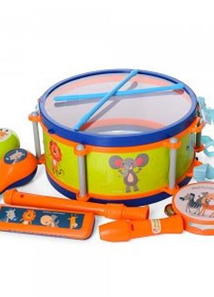 Набор музыкальных инструментов toytoy барабан, маракасы, бубен, губная гармошка, дудочка