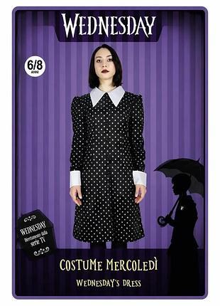 Детский карнавальный костюм mgm wednesday addams (вэнсдей аддамс) с платьем для девочки 6-8 лет на 140 см