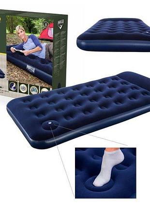 Матрас надувной велюровый bestway 99x188x22 cм с подголовником и со встроенным насосом