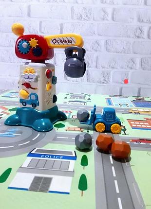 Розвиваюча іграшка toysclub "маленький кранівник" музичний кран з машинкою та інструментами