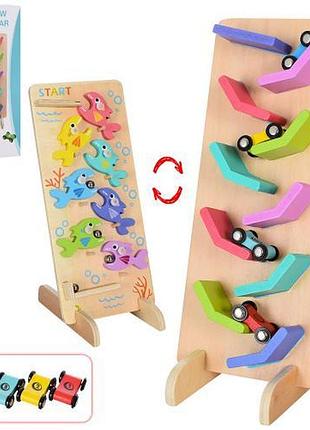 Трек деревянный tree toys md 1737 2в1 машинки/рыбки