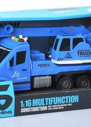 Машина інерційна istoys js133 спецтехніка підіймальний кран синє світло-звук