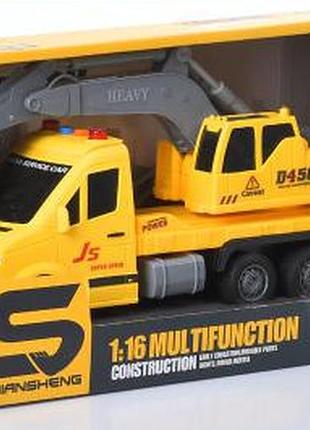 Машина инерционная istoys js135a спецтехника экскаватор желтый свет звук