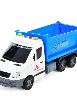 Машина инерционная istoys js131 спецтехника самосвал синий свет звук